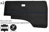 BLUE STITCH 2X DOOR CARD VINYL COVERS FITS VW T25 T3 WESTFALIA CAMPER STYLE 2