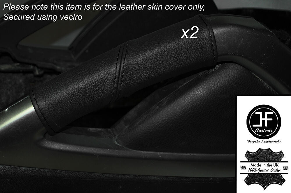 BLACK STITCH 2X CONSOLE GRAB HANDLE LEATHER COVERS FITS HYUNDAI VELOSTER 11-15