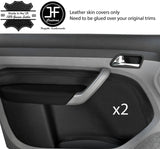 BLACK STITCH 2X FRONT DOOR CARD TRIM LEATHER COVERS FOR VW CADDY MK3 2005-2015