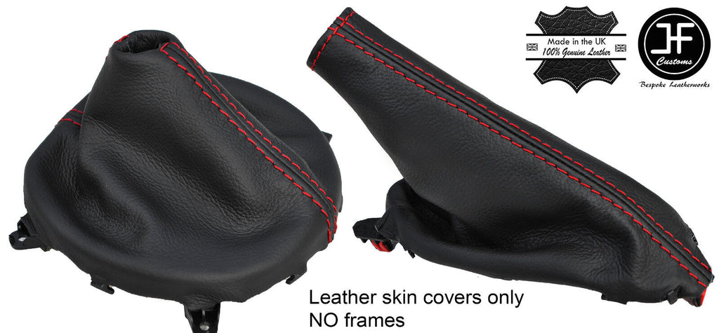RED STITCH REAL LEATHER GEAR & HANDBRAKE GAITER FITS MAZDA MX5 MK4 2015-2018