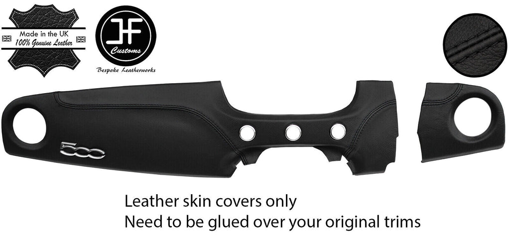 BLACK STITCH 2 PIECE DASH KIT LEATHER COVER FOR FIAT 500 & ABARTH 07-16 STYLE 2