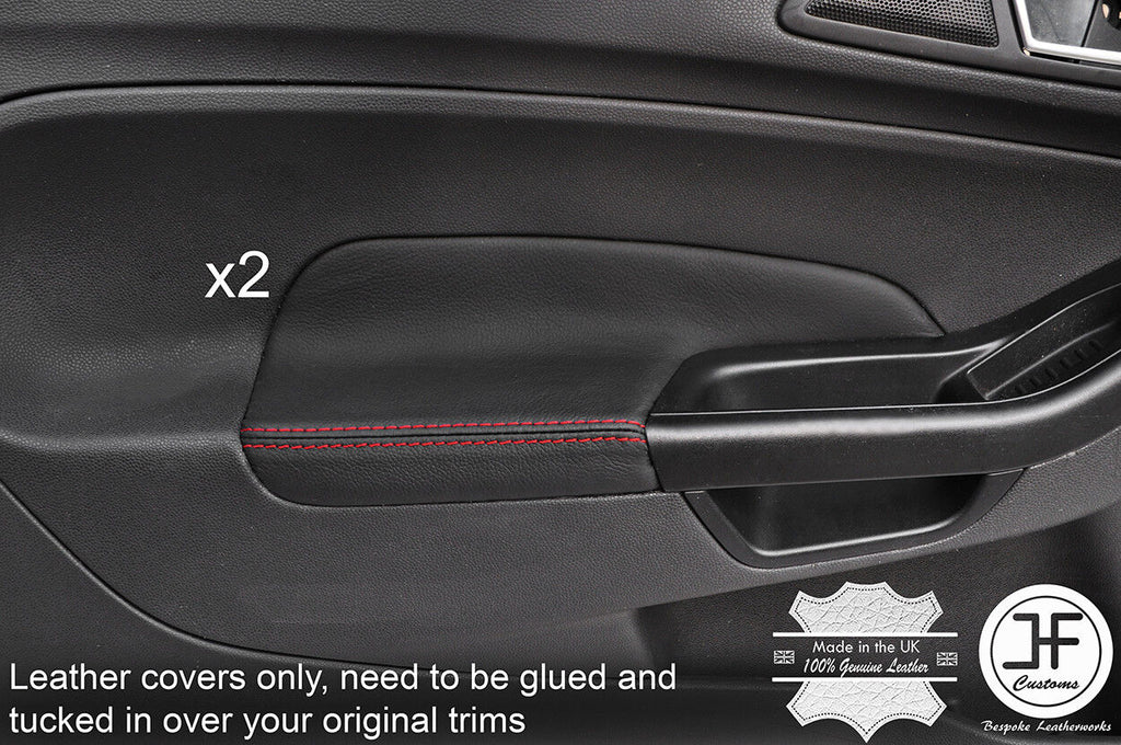 RED STITCH 2X FRONT DOOR ARMREST LTHR COVERS FOR FORD FIESTA MK9 13-16 3 DOOR