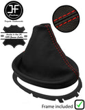 RED STITCH LEATHER MANUAL GEAR GAITER+PLASTIC FRAME FITS KIA SOUL 2014-2019