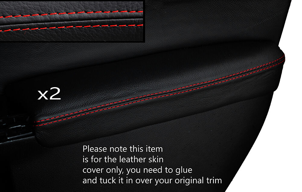 RED STITCH 2X FRONT DOOR ARMREST SKIN COVERS FITS LEXUS CT 200H 2010-2015