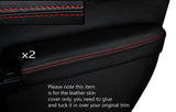 RED STITCH 2X FRONT DOOR ARMREST SKIN COVERS FITS LEXUS CT 200H 2010-2015