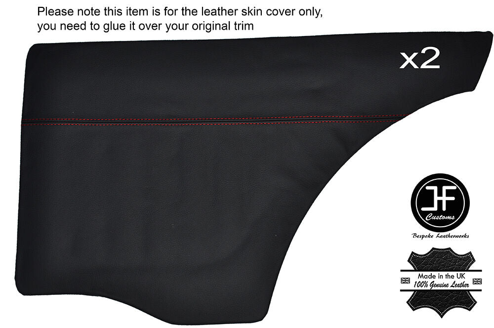 RED STITCH 2X REAR DOOR CARD SKIN COVERS FITS VAUXHALL CHEVETTE 75-84 3 DOOR