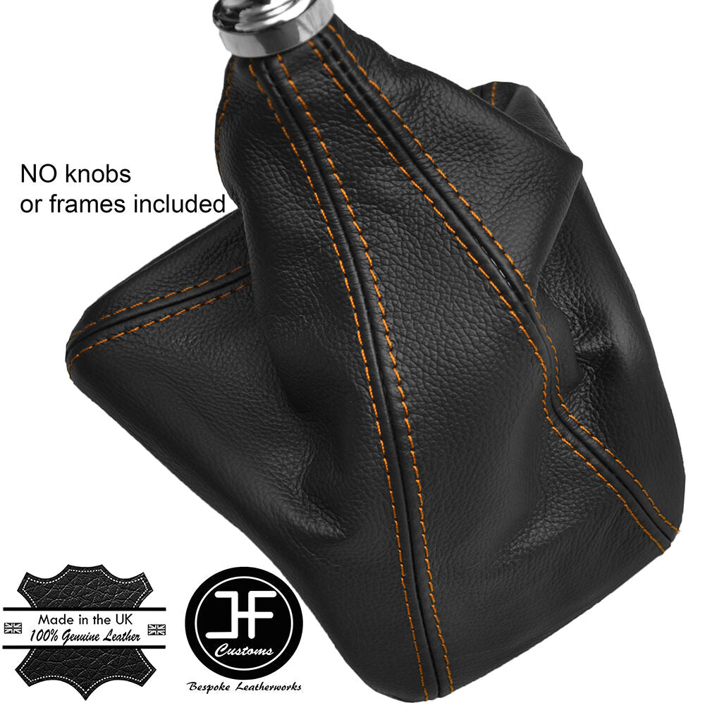 ORANGE STITCHING MANUAL LEATHER GEAR GAITER FITS FORD TRANSIT CUSTOM 2013-2016