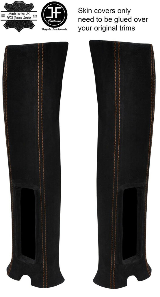 BROWN STITCHING 2X UPPER B PILLAR SUEDE COVERS FITS JEEP WRANGLER JK 11-17 2DR