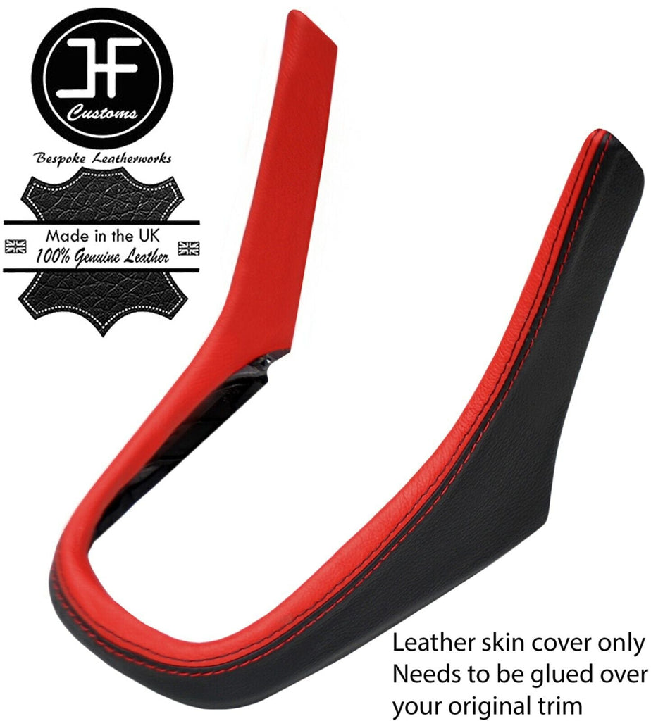 BLACK & RED REAL LEATHER GEAR SURROUND COVER FOR VAUXHALL OPEL MOKKA 12-19