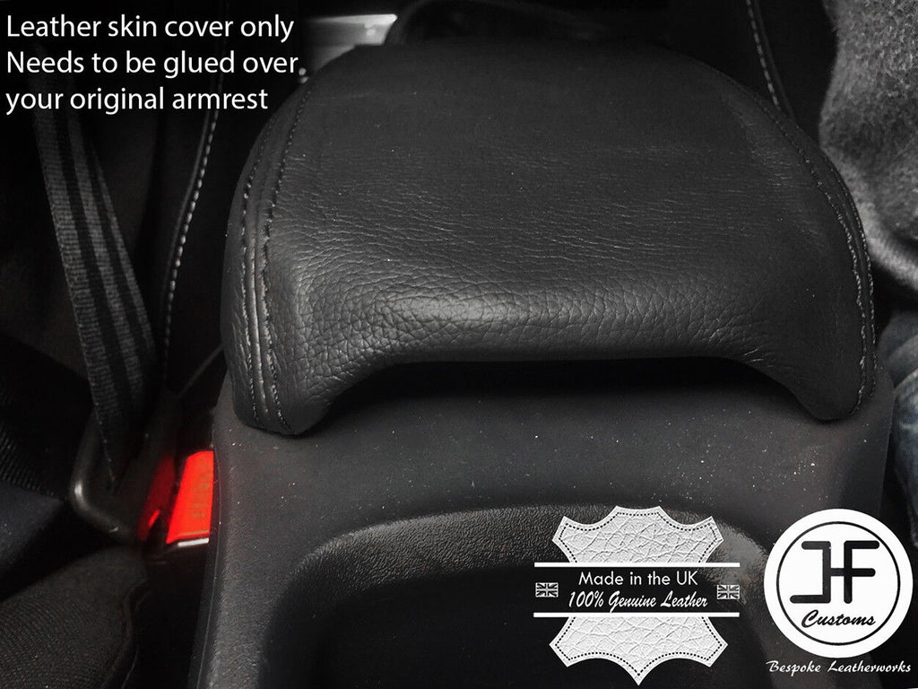 BLACK STITCH ARMREST LID TOP GRAIN LEATHER COVER FOR RENAULT KANGOO 2 MK2 08-14
