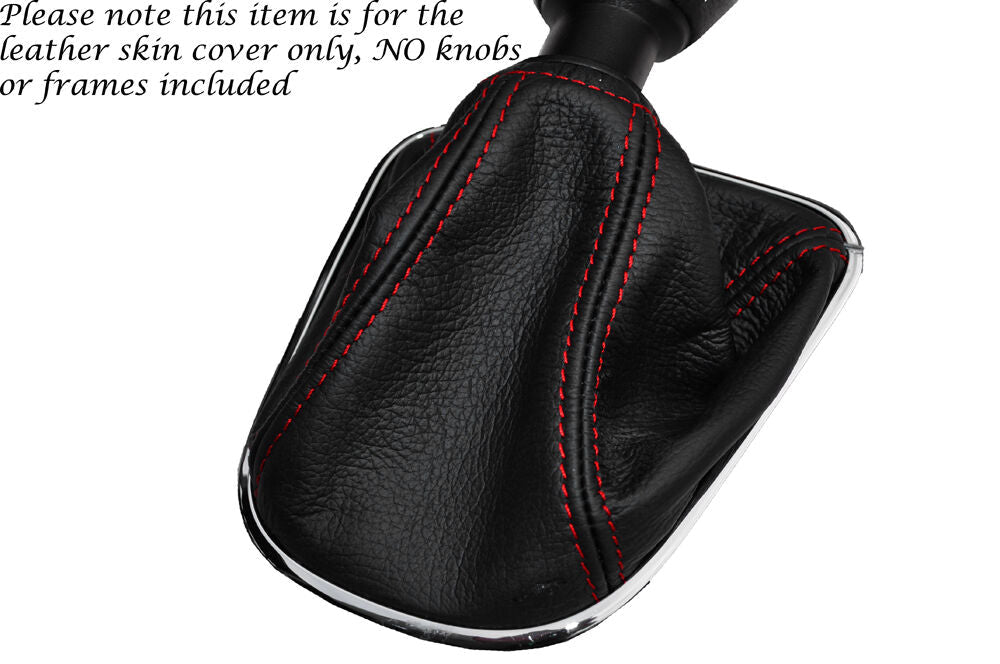 RED STITCHING MANUAL LEATHER GEAR GAITER FITS CHEVROLET CRUZE 2009-2014