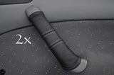 FITS SKODA OCTAVIA 2X DOOR HANDLE COVERS BLACK LEATHER grey stitching CUSTOM NEW