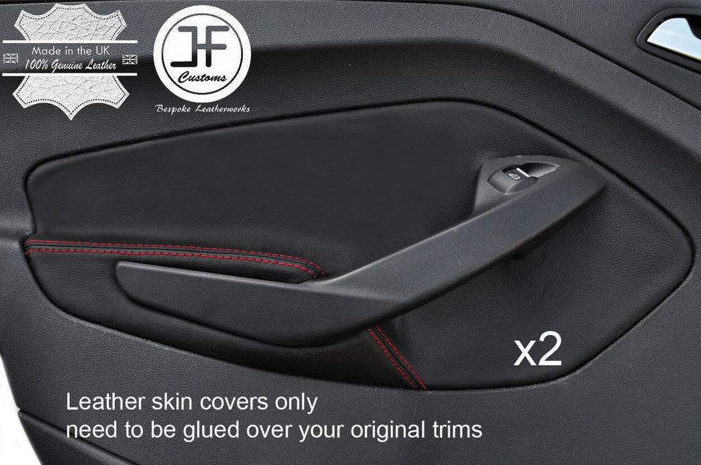 RED STITCH 2X REAR DOOR CARD TRIM LEATHER COVERS FITS FORD KUGA MK2 2013-2017