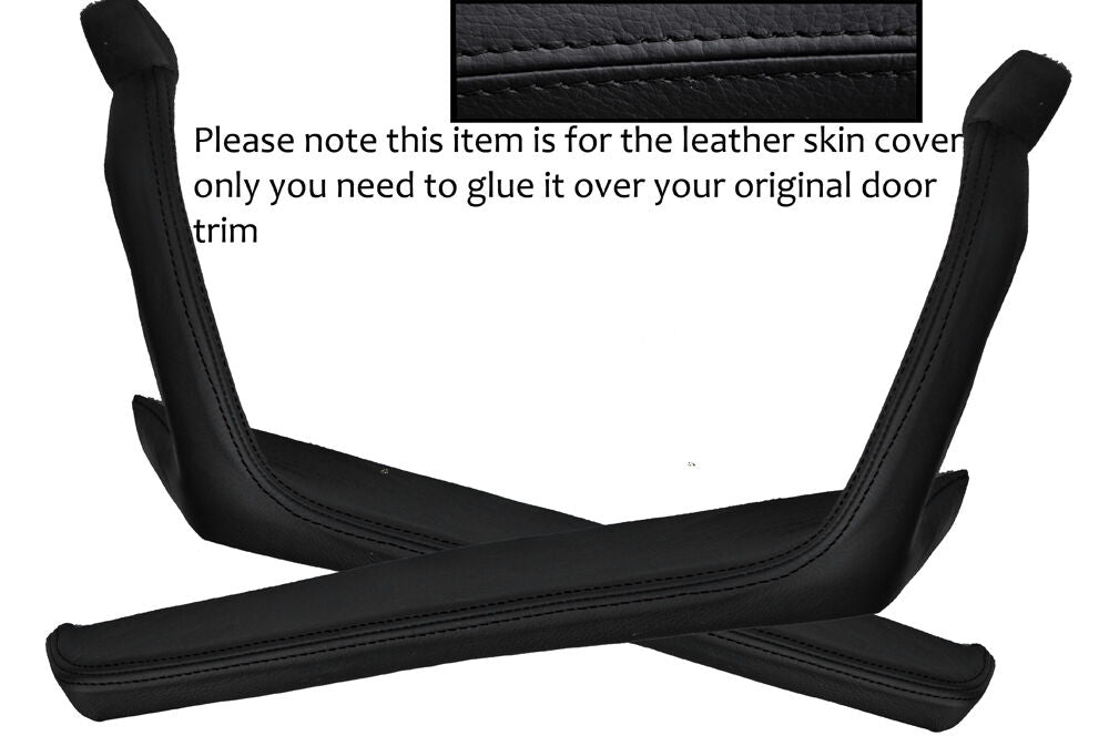 BLACK STITCH 2X DOOR HANDLE ARMREST TRIM SKIN COVER FITS PORSCHE 914 1969-1976