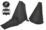 YELLOW STITCH FOR BMW MINI R50 R53 GEAR HANDBRAKE AUTOMATIC DARK GREY LEATHER