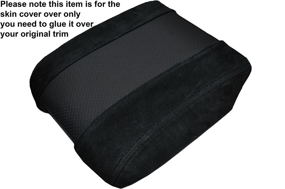 BLACK STITCH SUEDE & PERFORATED SKIN ARMREST COVER FITS RANGE ROVER VOGUE L322
