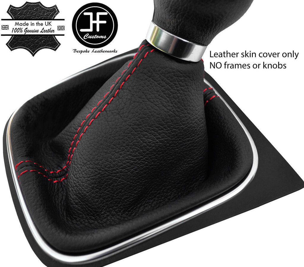 RED STITCHING TOP GRAIN LEATHER MANUAL GEAR GAITER FOR VW GOLF MK5 V 03-09