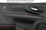 RED STITCH 2X DOOR CARD TRIM SKIN COVERS FITS FIAT PUNTO GRANDE EVO 10-14 3DR