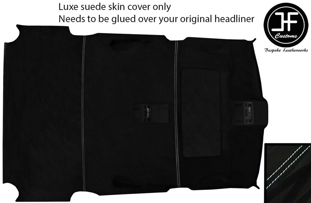 WHITE STITCH ROOF HEADLINING LINER LUXE SUEDE COVER FITS RANGE VOGUE L322 02-10
