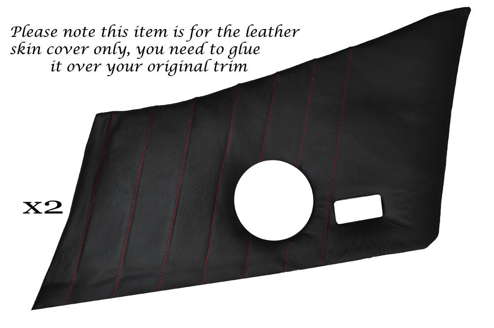 RED STITCHING 2X REAR DOOR CARD LEATHER SKIN COVERS FITS PORSCHE 911 930