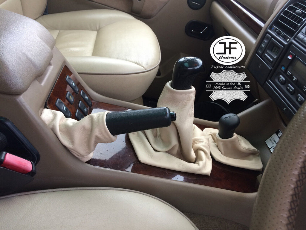 FOR LANDROVER DISCOVERY 200TDI 300TDI TD5 96-04 3 XGAITERS GENUINE CREAM LEATHER