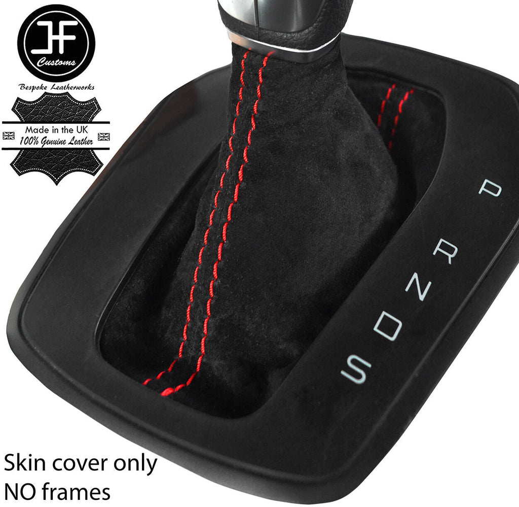 RED STITCH REAL SUEDE AUTO AUTOMATIC GEAR GAITER FOR FORD B MAX B-MAX 12-18