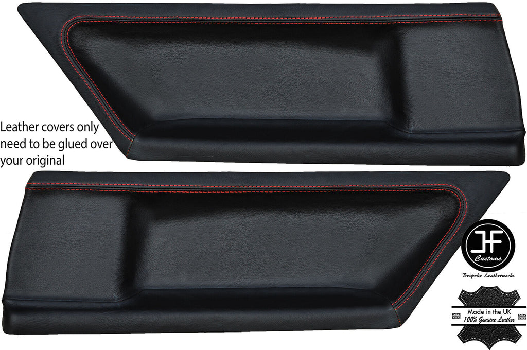 RED STITCH 2X REAR DOOR CARD LEATHER COVERS FITS BMW E36 COUPE 91-98 STYLE 2