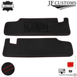FOR CHEVROLET CAMARO 16-20 RED CROSS STITCH LEATHER 2X SUN VISOR COVERS