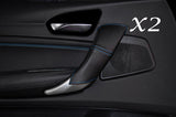 BLUE STITCH FITS BMW 1 SERIES F20 F21 10-13 2X REAR DOOR HANDLE COVERS LEATHER