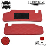 FOR CHEVROLET CAMARO 16-20 D RED LEATHER CROSS STITCH 2X SUN VISOR COVERS DSG2