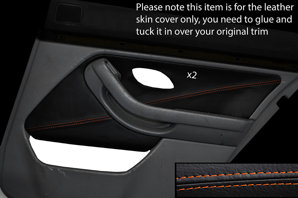 ORANGE STITCH 2X REAR DOOR CARD TRIM SKIN COVER FITS BMW 5 SERIES E39 95-03
