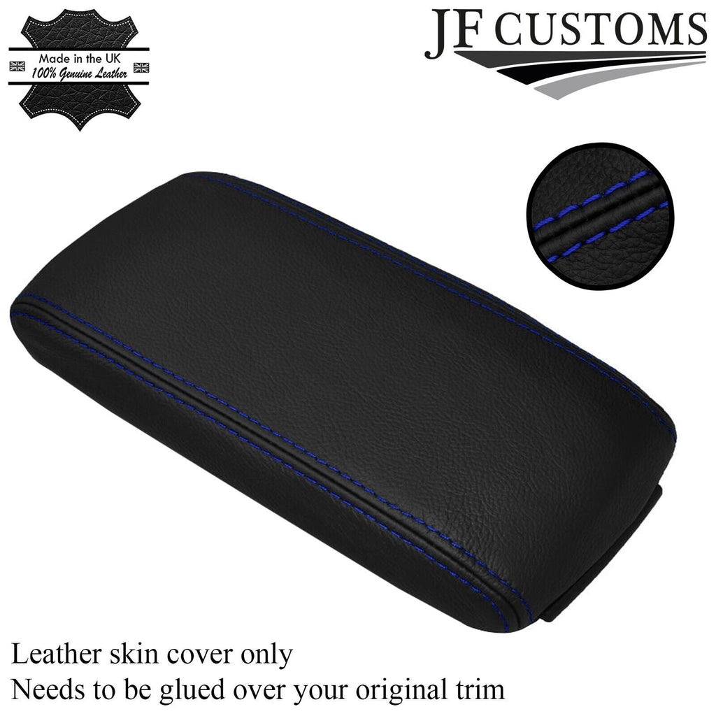 BLUE STITCH LEATHER ARMREST ELASTICATED SKIN COVER FITS AUDI A3 8P S3 03-12