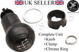 FOR VW GOLF MK4 4 IV JETTA BORA 98-05 BLACK 5 SPEED KNOB + SILVER RING + CLAMP