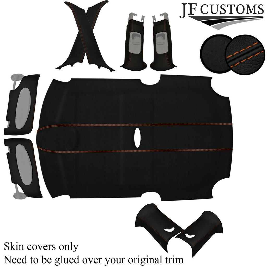 TAN STITCH LEATHER & SUEDE COVERS FOR BMW MINI R50 R53 01-06 TOP RECOVERY KIT
