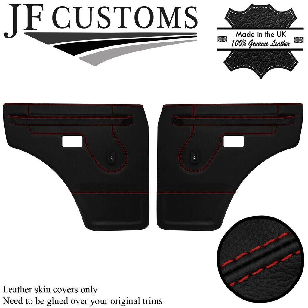 D RED STITCH LEATHER 2X REAR DOOR+HANDLE COVERS FOR LAND ROVER DISCOVERY 89-98