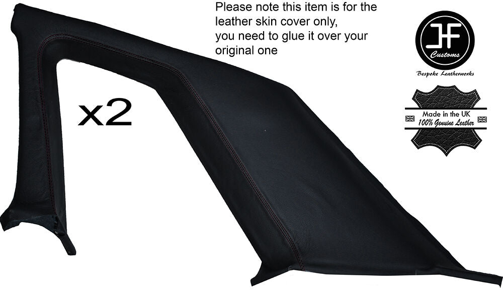 BLACK STITCH 2X B C PILLAR TRIM COVERS FITS NISSAN SKYLINE R32 GTR GTS 89-94