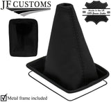 BLACK STITCH TOP GRAIN LEATHER GEAR GAITER+METAL FRAME FITS NISSAN MAXIMA 95-99