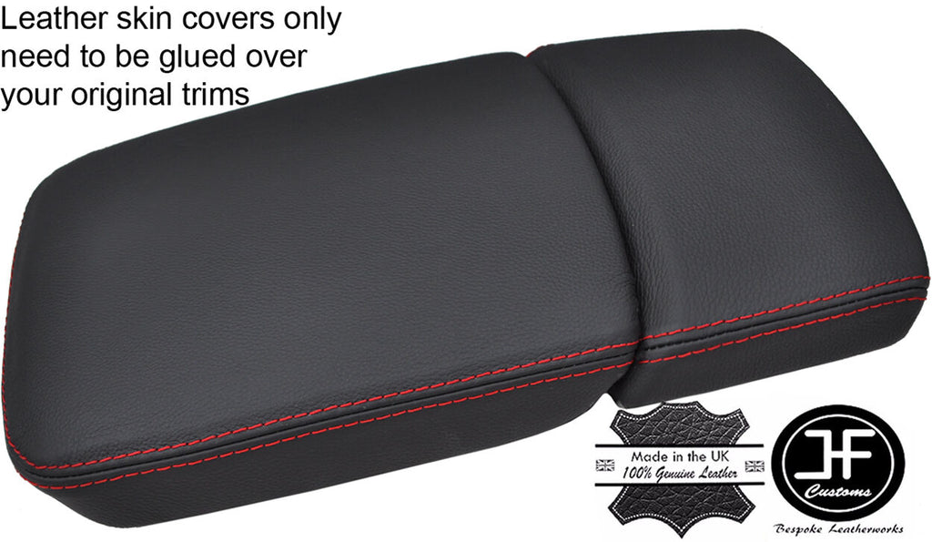RED STITCH FRONT & REAR SECTION ARMREST LID LEATHER COVERS FITS AUDI Q7 15-18