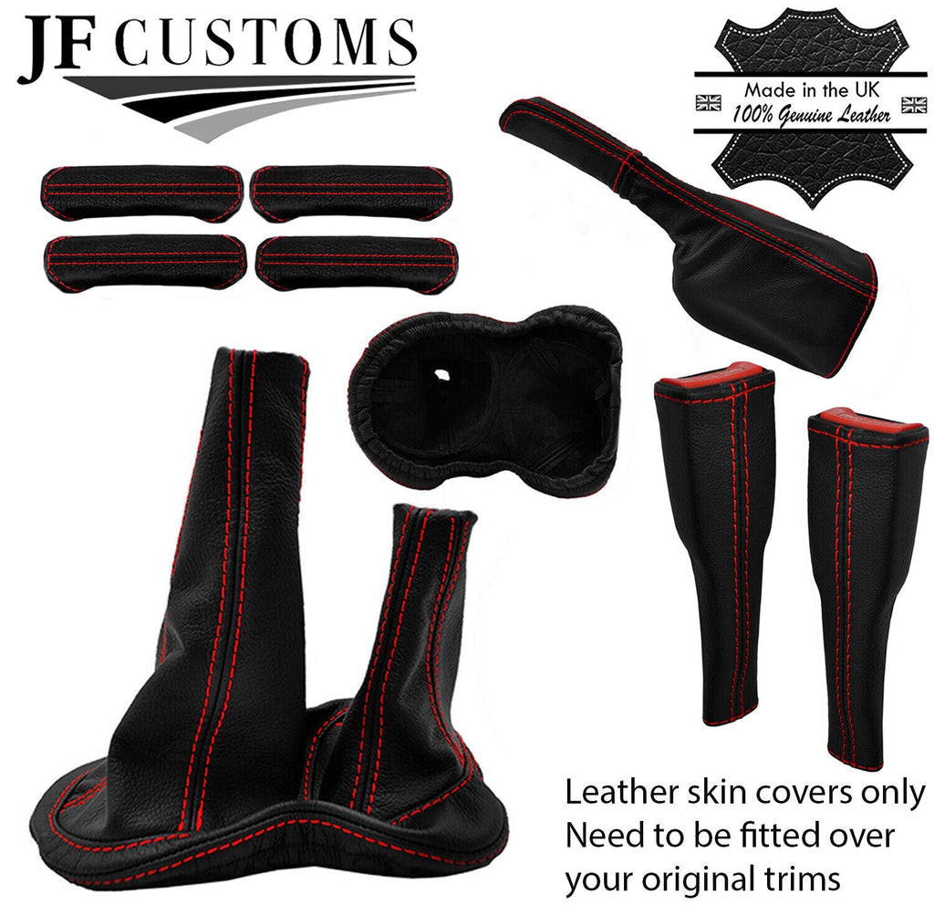 RED STITCH LEATHER COVERS FOR DEFENDER 90 83-06 INTERIOR RECOVERY STARTER KIT