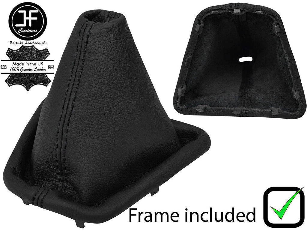 BLACK STITCH REAL LEATHER GEAR GAITER+PLASTIC FRAME FITS CITROEN NEMO 08-16