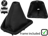 BLACK STITCH REAL LEATHER GEAR GAITER+PLASTIC FRAME FITS CITROEN NEMO 08-16