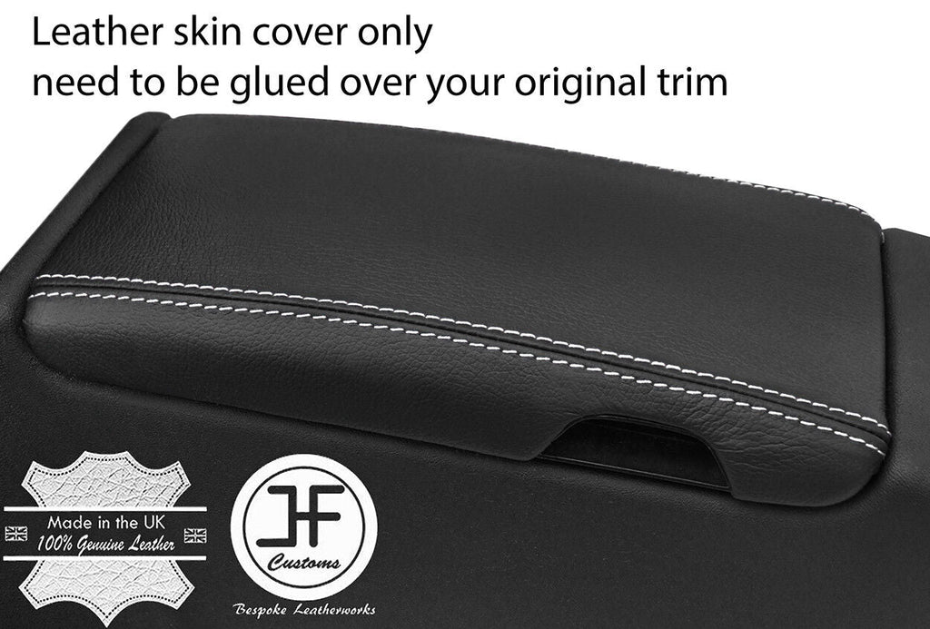 WHITE STITCH REAL LEATHER ARMREST LID COVER FITS MERCEDES SLK R171 2004-2011