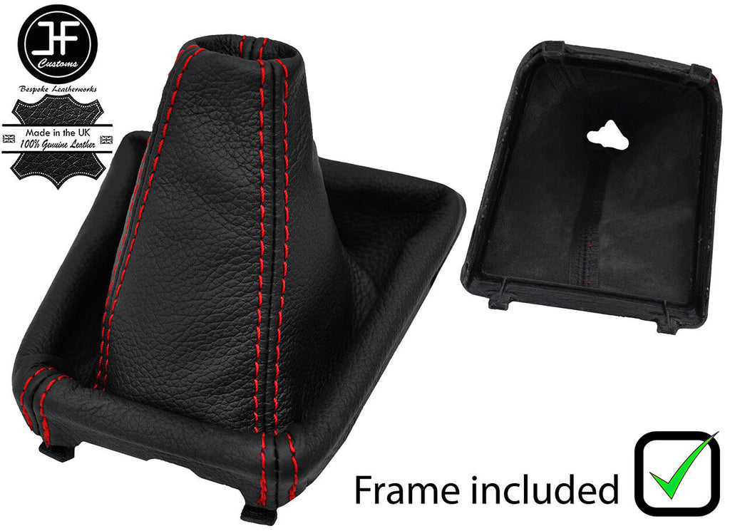 RED STITCH LEATHER MANUAL GEAR GAITER + PLASTIC FRAME FOR SKODA SUPERB 15-18