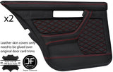 RED DIAMOND STITCH 2X REAR FULL DOOR CARD LEATHER COVERS FITS BMW E34 87-97