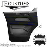 BLUE STITCH LEATHER 2X DOOR CARD COVERS FOR VW T6 TRANSPORTER FACELIFT 2020+