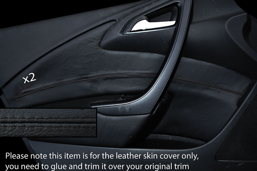 BLACK STITCH 2X FRONT DOOR CARD COVERS FITS VAUXHALL OPEL ASTRA J MK6 09-15 5DR