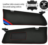 RED STITCH TRI STRIPE 2X SUN VISORS LEATHER COVERS FOR BMW 3 SERIES E46 98-05