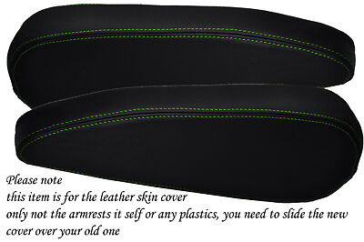 green stitch FITS CITROEN C4 PICASSO 2006+ 2X FRONT SEATS ARMREST LEATHER COVER