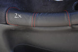 FITS PEUGEOT 306  2X DOOR HANDLE COVERS red stitching CUSTOM NEW MADE IN UK