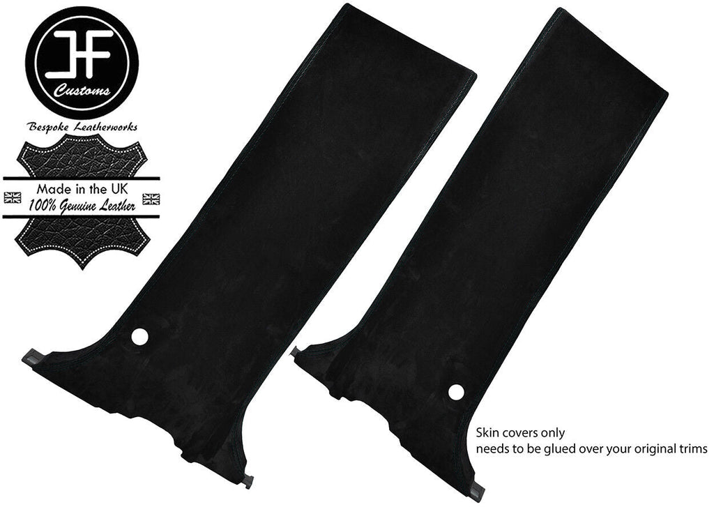 BLACK STITCHING 2X MID LOWER B PILLAR REAL SUEDE COVERS FOR NAVARA D40 06-14